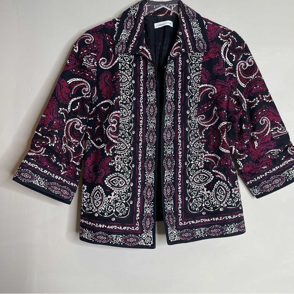 Coldwater Creek Women’s Jacket/Blazer Paisley Print Red/Black/White